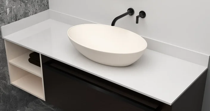 Venta Cuarzo color blanco Polar para baño